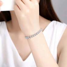 Internet Celebrity Super Hot Heart-Shaped High-Grade Diamond-Plated Silver Roman Bracelet For Girls Fashion Crystal Bracelet Hand String Hand Jewelry - 銀色 - 查看 3