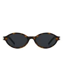 1 pereche de ochelari de soare vintage pentru femei, cu ramă ovală din PC și imprimeu leopard, stil stradal, podium - Multicolor - Vizualizare 3