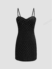 全新性感修身优雅迷你紧身吊带裙，夏季/波尔卡圆点连衣裙