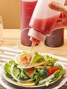 1pc Squeeze Bottle With Scale, Lid, And Tip, Multipurpose Salad Condiment Dispenser, Seasoning Squeeze Bottle, Suitable For Soy Sauce, Olive Oil, Mustard, BBQ Sauce, Sauce, Ketchup Food Containers Dispenser, Available In Various Sizes, Easy Pour Spout, Used For Kitchen, Dining Room, Outdoor Camping Barbecue Seasoning Storage Tools, Kitchen Accessories - Multicolor - View 5