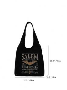 2026 Bolso de mano de mujer con estampado de letra, libro, gato y calabaza, bolso de hombro estilo Y2K, bolsa de compras portátil, regalo de Halloween, regalo de la semana de lectura, organizador de viaje minimalista, bolsa de compras multifuncional, adecuada para uso diario, viajes, picnic, camping, al aire libre, aventura o compras, bolsa con temática de Halloween, perfecta para combinar con disfraz de Halloween, opción ideal para asistir a fiestas - Multicolor - Ver 5