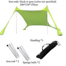 Cort pliabil portabil automat, cort de plajă cu protecție UV UPF 50+, adăpost solar, baldachin portabil cu 4 saci de nisip, stâlpi și frânghii anti-vânt pentru camping, curte, picnicuri, plajă și întâlniri în aer liber, adăpost solar pentru cort de plajă, adăpost pentru curte, elemente esențiale pentru picnic, suport robust pentru stâlpi, cort de plajă pliabil automat, protecție UV, cort de camping