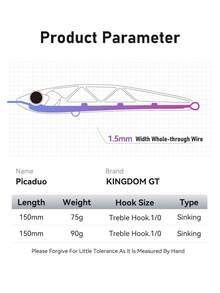 KINGDOM GT PICADUO Sea Fishing Lure 150mm 75g 90g Sinking Pencil Fishing Lure Baitcasting Wobbler Artificial Hard Bait Fishing Tackle - Multicolor - View 3