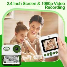 2.4-Inch Compact Digital Camera - Flash, Selfie Mode, Video Recording, Instant Thermal Printing - Ideal Birthday Gift.