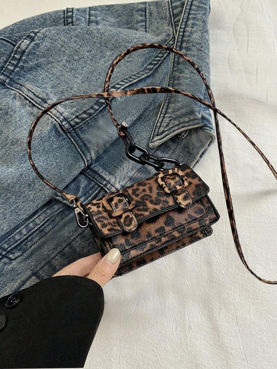 迷你豹纹撞色时尚斜挎包，2026新款扎染单肩包