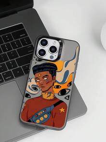Illustrated Character Pattern Phone Case, Shockproof Creative Matte Frosted Phone Cover, Holiday Gift For Kids, Compatible With IPhone, Infinix, Honor, Vivo, Redmi, OPPO, Realme - Multicolor - View 2