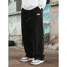 Men's Solid Color Casual Everyday Trousers Men's Streetwear Pants, Boy Friend Gifts, Back To School - 黑色 - 查看 3
