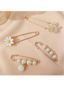 Neuer süßer und vielseitiger Perlengürtel, anpassbar an Hose, Gürtel und Rock, Taillenschmuckstück, Damenbrosche, Kragen-Antientblößungsbrosche, unsichtbare Perlbrosche