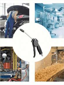 1个高流量气枪 - 工业及家用气嘴，PP材质，适用于空气压缩机除尘，黑色，气枪配件