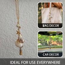 1 buah Dekorasi Mobil Kerang, Ornamen Gantung Kaca Spion Bertema Pantai yang Lucu, Aksesori Mobil Bertema Pantai Boho, Liontin Estetika Bintang Laut & Kerang Buatan Tangan (Untuk Wanita) - laut - View 3