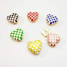 2 piezas/Set Cubiertas de botones con forma de corazón de doble color a cuadros, cubiertas de botones decorativas para camisas unisex, múltiples colores disponibles, sin necesidad de coser, se colocan en 3 segundos, adecuadas para uso diario en la oficina, citas y regalos de negocios para días festivos. Regalos de días festivos - Corazón - Ver 5