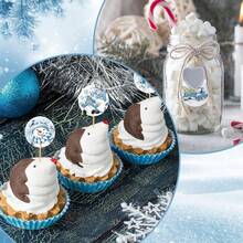 500pcs/Roll Merry Christmas Stickers, Watercolor Blue Christmas Tree, Santa Claus, Snowman Stickers, Self-Adhesive Christmas Christmas Decorations Christmas Pajamas Christmas Gifts Christmas Decor