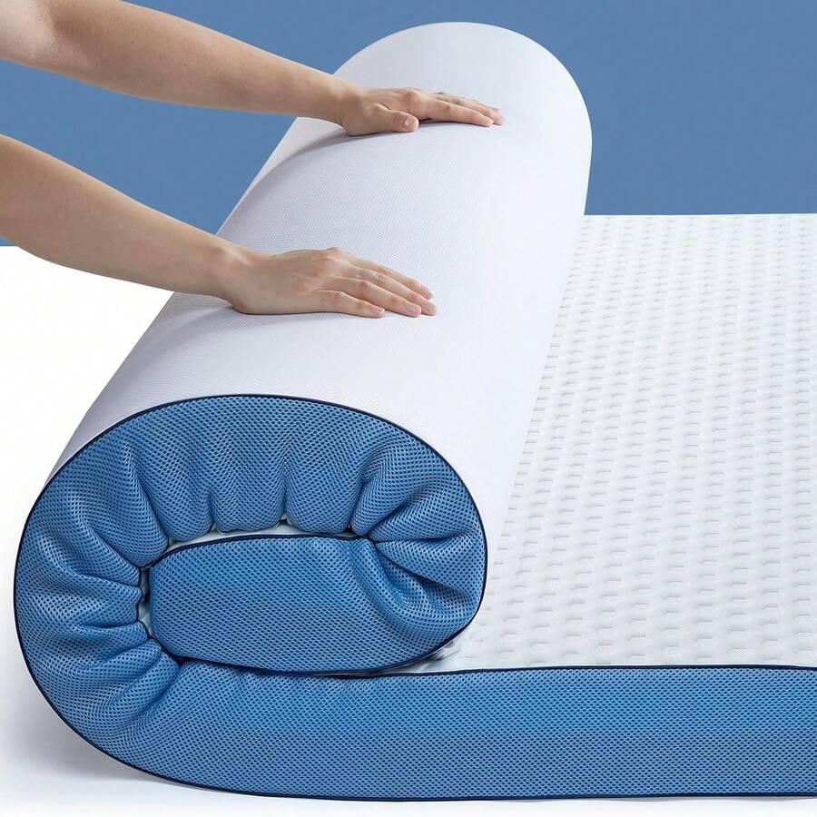 Gel Topper Mattress Topper For Reversible Use, 4/6 Cm Height, Cover Made Of 100% Cotton, Breathable, Cooling Mattress Topper With Memory Foam - trắng - Xem 1