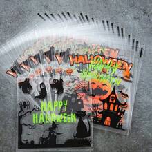 50pcs/Pack Halloween Self-Adhesive Candy Bags/Holiday Candy Snack Gift Self-Sealing Bags/Baking Food Moisture-Proof Self-Adhesive Bags - Multicolor - View 1