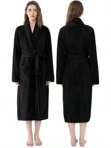 Soft Robe For Women,Warm Plush Bath Robes Female,Spa Towel After Shower Lightweight Long Bathrobe - Màu đỏ pastel - Xem 7