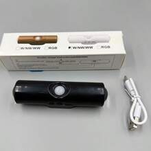 新款磁性壁灯可充电小夜灯智能运动传感器灯自粘式山坡双猫眼氛围灯适用于楼梯、室内、室外、阳台 - 1件裝壁燈黑色 - 查看 6
