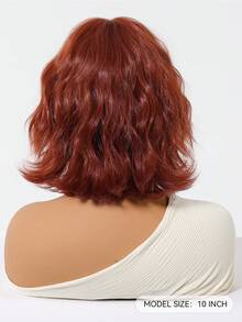 Reddish Brown Short Curly Bob Wigs With Bangs For Women 12 Inch Synthetic Curly Bob Wig For Girl Natural Looking Summer Daily Party Cosplay Use For Halloween And Christmas New Year Carnival Music Festival Cosplay ,Gifts For Girls,Summer Graduation Gifts,Ready-Made Gifts,Halloween Christmas Gifts - Reddish Brown - 查看 5