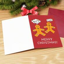 1pc Funny Christmas Gingerbread Man Greeting Card With Envelope - Hilarious Festive Christmas Card For Friends And Family, Perfect For Holiday Greeting And Parties