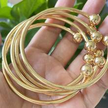 Retro Boho Thick West  Golden Bangles 10mm Ball Bangles Boho Stacking Bangles Handmade Bangles For Women Daily Holiday Jewelry Gifts For Her - Golden2 - 查看 8