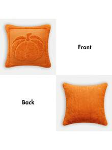 2 pièces Housse de coussin en peluche orange grosse citrouille, style bohème avec broderie 3D. Housse de coussin de canapé convenant pour le salon, la salle à manger, la chambre à coucher - Orange - Voir 7
