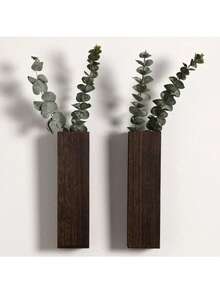 Wall Planters For Indoor Plants Wood Wall Decor For Bedroom Living Room Modern Farmhouse Wooden Pocket Wall Vases For Dried Flowers And Faux Greenery Plants - Brown - View 1