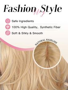 26 Inch Blonde Long Loose Wave Wig With Neat Bangs, Suitable For Halloween, Christmas, Carnival, And Other Holiday Wear, Can Be Worn In Daily Life, Heat-Resistant Synthetic Fiber Can Be Styled And Dyed, Adjustable Rose Net Wigs, Breathable For Summer - Vàng - Xem 6