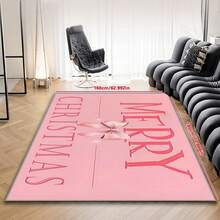 Pink Bow Decor Christmas Welcome Mat - Machine Washable, Low Pile Polyester Carpet, Suitable For Entryway, Bedroom - Rectangular, Indoor Holiday Decor - Holiday Pink Christmas Rug, Holiday Decoration Entryway Decor Bathroom Kitchen Decor Kitchen Rug