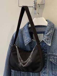 包包女新款时尚手提斜挎包简约休闲大容量托特包时尚单肩包女 - 黑色 - 查看 5