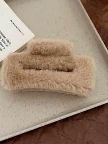 4 piezas Nuevos Accesorios de Moda Populares para el Otoño/Invierno, Pinzas de Pelo Cuadradas Grandes de Felpa, Ganchos de Pelo, Accesorios de Pelo Elegantes para Mujer - Multicolor 3 - Ver 4