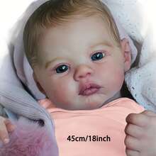 Muñeca bebé Reborn de 45 cm estilo pradera, muñeca de vinilo y silicona suave de 18 pulgadas con Body completo, piel pintada en 3D con venas visibles, miembros de vinilo con detalles realistas y cabello pintado a mano, muñeca artesanal coleccionable - Regalo de Navidad/Cumpleaños/Acción de Gracias