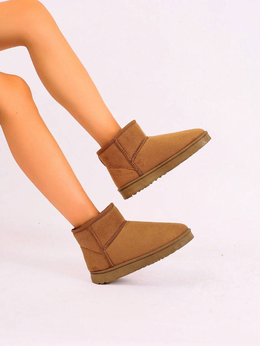 女士冬季靴，女士毛绒靴，女士雪地靴，短款毛绒保暖雪地靴，时尚软底毛绒保暖踝靴，防滑舒适黑色雪地靴