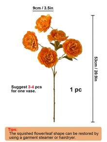 1/3/6 buc flori artificiale de lotus și bujor din mătase cu tulpini lungi, potrivite pentru nuntă, decor de sărbătoare, aranjament floral DIY, decorare pentru sufragerie, dormitor și living. - Portocale - Vizualizare 2