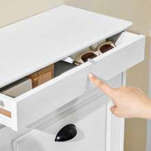 SoBuy 3 Flip-Drawers Shoe Cabinet Shoe Rack Shoe Storage Cupboard Organizer Blue W53 X D24 X H118cm FSR94-B - 黑與白 - 查看 9