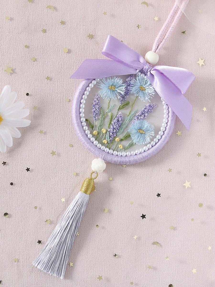 1 Set Kit de Bordado Floral, Manualidades de Punto de Cruz Hecho a Mano - Multicolor - Ver 1