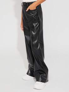 Radiana Calças Elásticas De Perna Reta Soltas Para Meninas Adolescentes, Moda Outono Inverno, Casual, Descolada, De Rua - Preto - Ver 1