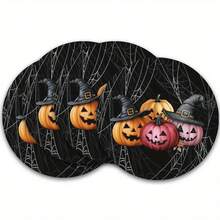 4 Stücke/6 Stücke/8 Stücke Halloween Schwarze Runde Tischsets, 38 cm Spinnennetz Muster Küchen- und Esszimmer Tischsets, geeignet für Feierlichkeiten