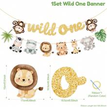 16 pièces Décorations de gâteau pour anniversaire thème jungle, avec des figurines d'animaux comme lion, singe. Décorations de gâteau pour fête d'anniversaire thème "Wild One", cadeaux d'anniversaire, faveurs de fête, Noël