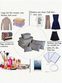 7pcs/6pcs/1pc Set Packing Cubes For Suitcases, Travel Luggage Packing Organizers, Shoe Bag, Clothing Underwear Bag, For Women & Man