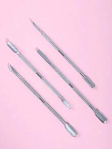 4pcs Nail Push Nail Kits,Nail Supplies,Nail Tools,Nail Art Tools,Back To School,Nails,Nail Tools For Press On Nails - 銀色 - 查看 4