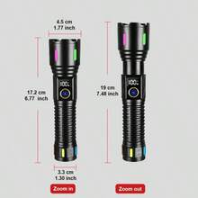 便携式 30W LED 手电筒大功率超远距离伸缩变焦手电筒 5 种模式照明多功能 USB 充电长端照明高光使用 18650/26650 电池荧光灯极具吸引力户外露营和钓鱼工作手电筒 - 黑色 - 查看 5