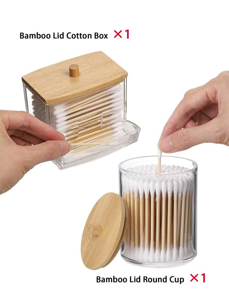 3M 2 包塑料棉签球垫架、化妆圆形垫收纳架、10 盎司浴室收纳盒、Qtip 药瓶透明容器分配器，适用于假日海滩、浴室收纳、卧室收纳，大容量 - 無色 - 查看 13