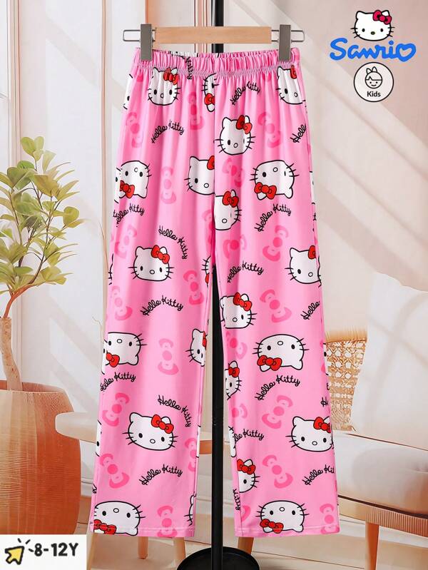 Sanrio Hello Kitty Printed Sleep Pants, Spring And Autumn Children's Sleep Pants, Fashionable, Casual And Cute, Soft And Comfortable Fabric, Excellent Wearing Experience, Suitable For Home Wear, Perfect Gift For Daughter