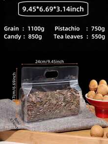 1/5 Stücke wiederverwendbare wiederverschließbare Lebensmittel-Aufbewahrungsbeutel - Dicke transparente Plastik-Reißverschlussbeutel, vollständiger Reißverschluss, stehend, geeignet für Gefrierfach, ideal für Snacks, Nüsse, Samen, Süßigkeiten, Tee, Nudeln, Getreide, Pilze und mehr - strapazierfähige Küchen-Aufbewahrungsbeutel für Reisen, Verpackung und Küche