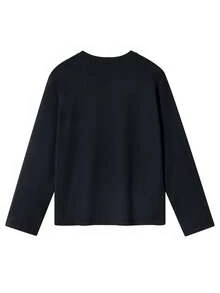 T-shirt à manches longues col rond avec imprimé graphique pour garçon préadolescent, Top pour l'automne/hiver - Noir - Voir 7