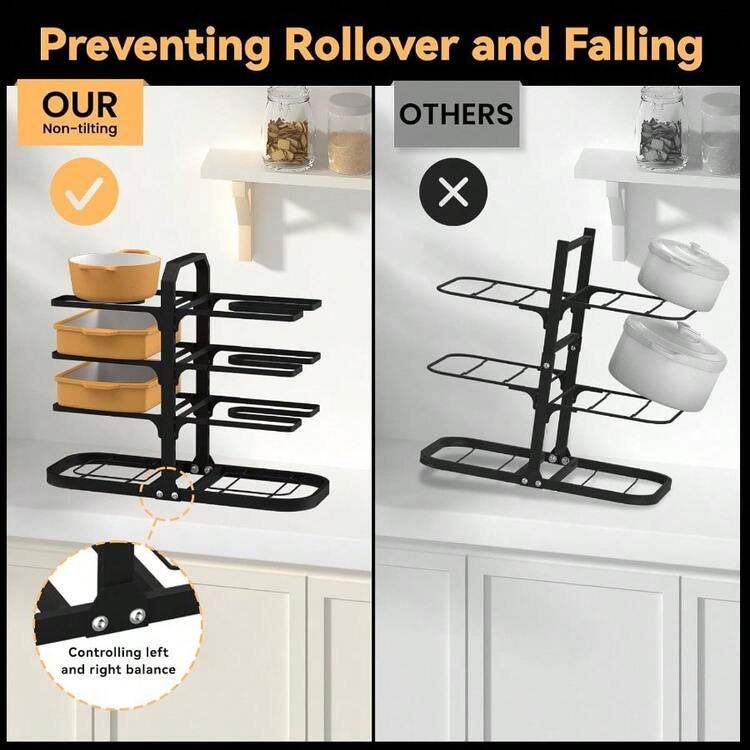 Heavy Duty Pots And Pans Organizer Under Cabinet: 8Tier Adjustable Pot And Pan Organizer Space Saving Pan Organizers Inside Cabinet 21" Kitchen Storage Pot Rack Organizer For Cast Iron Pangift - 16.92"H - View 5