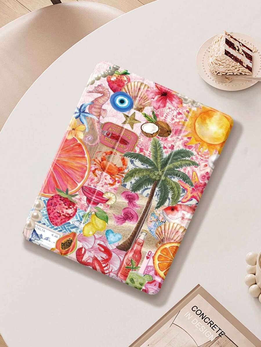 椰子、棕榈树、芙蓉花图案保护套，兼容 iPad (A16) 第 11 代 11 英寸 (2025)、Apple iPad Air 11 (2025)、iPad 第 10 代 10.9 英寸 (2022)，带 Apple Pencil 插槽、三折支架、自动唤醒/睡眠功能，是返校、情人节、节日送礼佳品。 - 彩色 - 查看 1