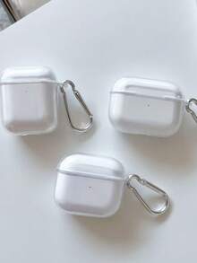 1pc Transparent Earphone Case With Silver Hook, Fits Various Brands - White - View 4