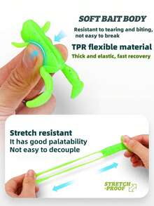 TACKLEPIONEER 2pcs Realistic Soft Frog Lures, 4.2g-8.9g, Surface Fishing Bait, Detailed Legs And Toes - High Quality TPE Frog Hooks, Suitable For Freshwater And Saltwater Fishing, Freshwater Bait | Realistic Imitation Design | Soft Plastic Bait, Fishing Lures - Multicolor - View 5