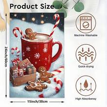 1 set/1 pieza/2 piezas Toallas de cocina y paños de cocina con estampado de hombres de jengibre navideños, adecuados para decoración de interiores en restaurantes, cocinas y baños, decoración de fiestas, regalos navideños y también pueden ser entregados como regalos de Navidad