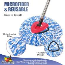 6+1 Pack Spin Mop Replacement Head Compatible With O Ceda EasyWring 1Tank System Dry Wet Used Microfiber Mop Refills For 5.9in Core With Base Blue